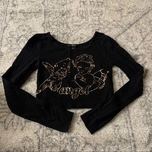 Forever 21 Long Sleeve Angel Crop Top